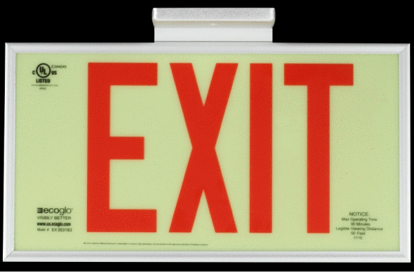 Ecoglo Photoluminescent Emergency Exit Sign